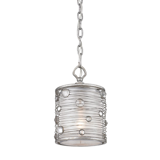 Storm- Mini Pendant in Peruvian Silver with Sterling Mist Shade