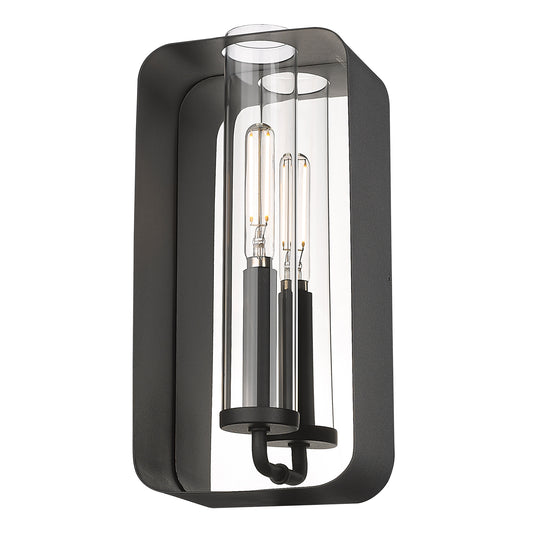 Stratus 2-Light Wall Sconce in Natural Black with Clear Glass