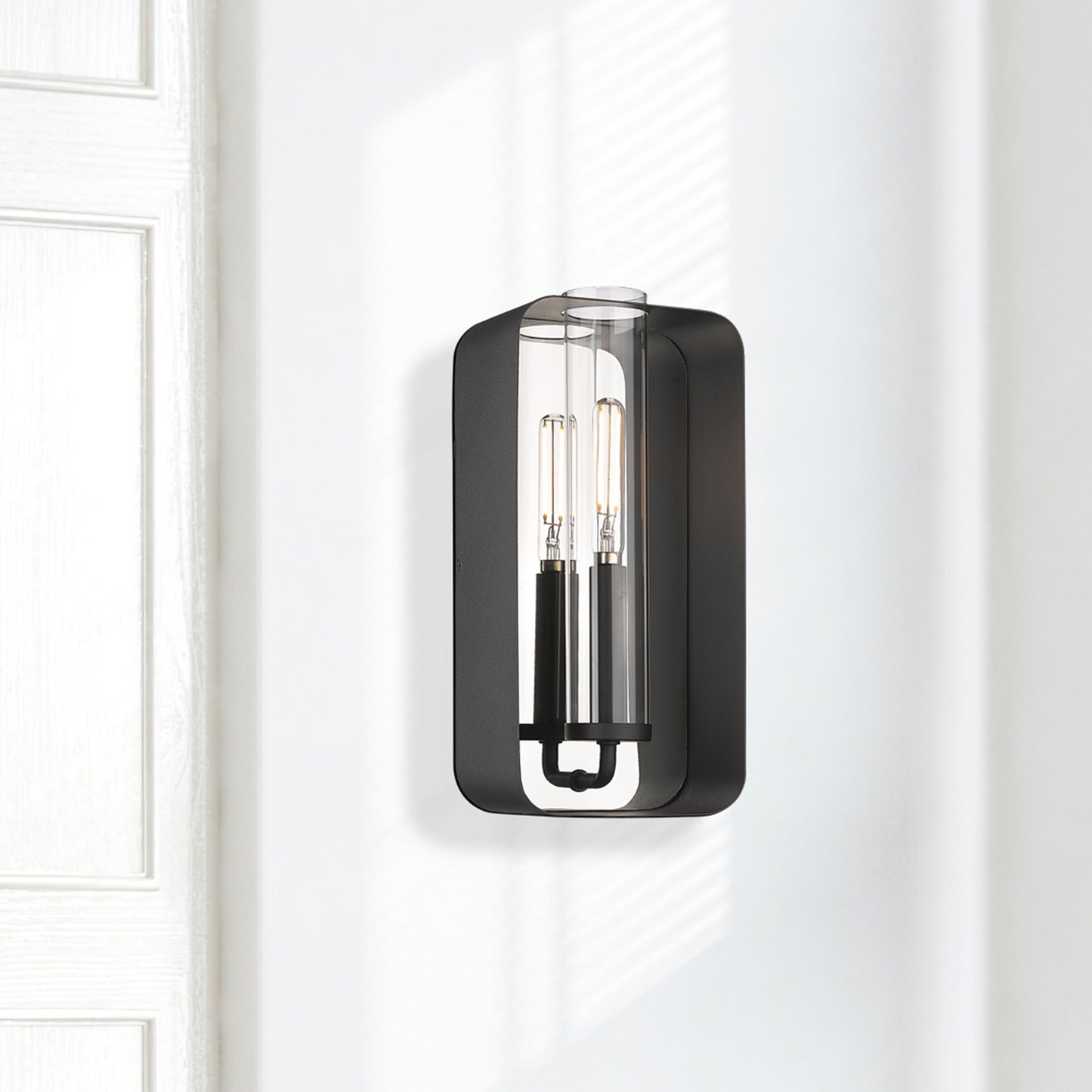 Stratus 2-Light Wall Sconce in Natural Black with Clear Glass