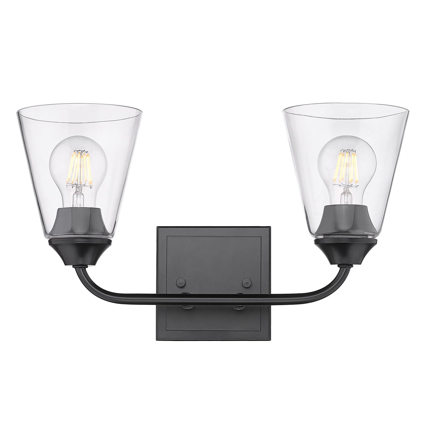 Bradden- 2-Light Bath Vanity in Matte Black with Clear Glass