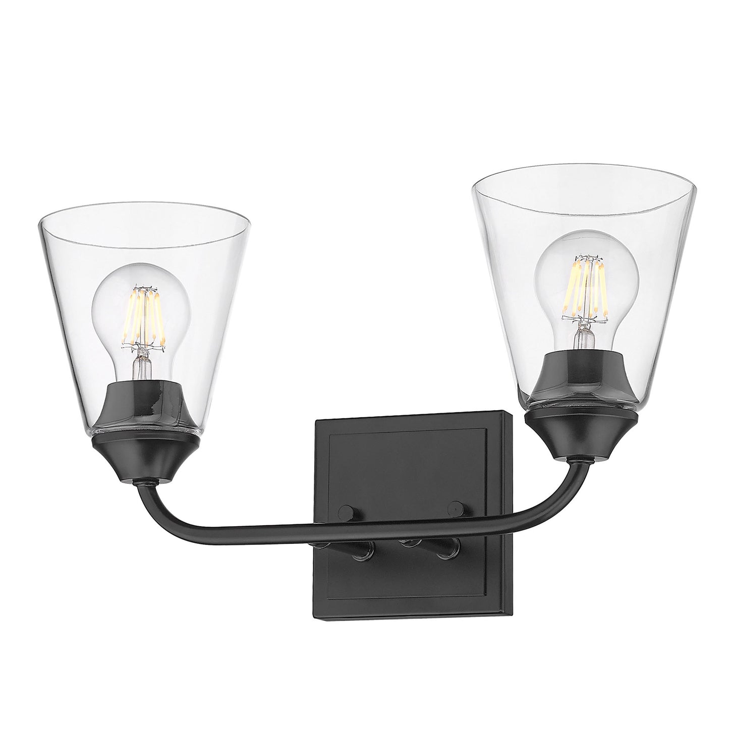 Bradden- 2-Light Bath Vanity in Matte Black with Clear Glass