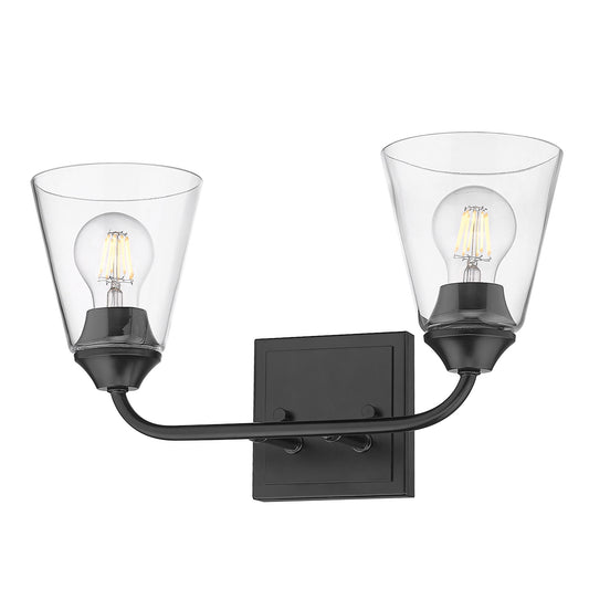 Bradden- 2-Light Bath Vanity in Matte Black with Clear Glass