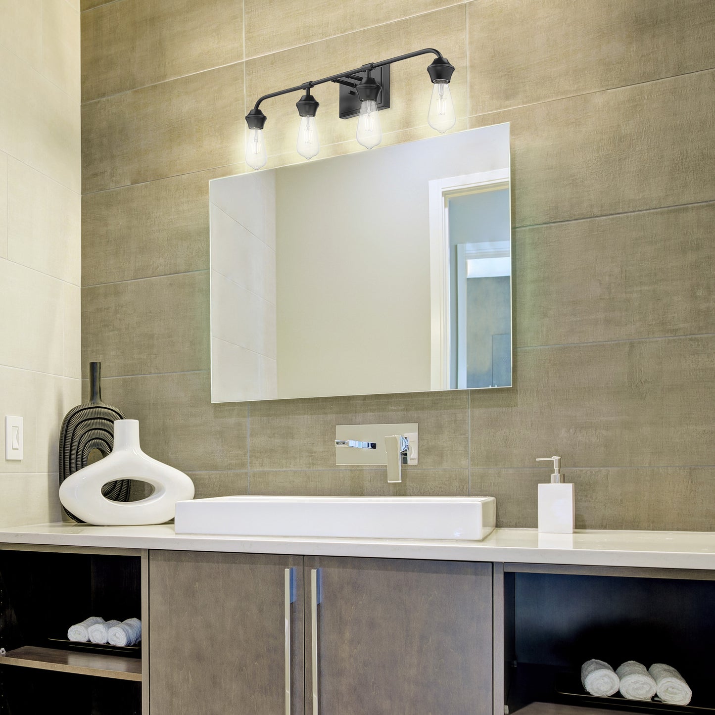 Bradden 4 Light Bath Vanity in Matte Black