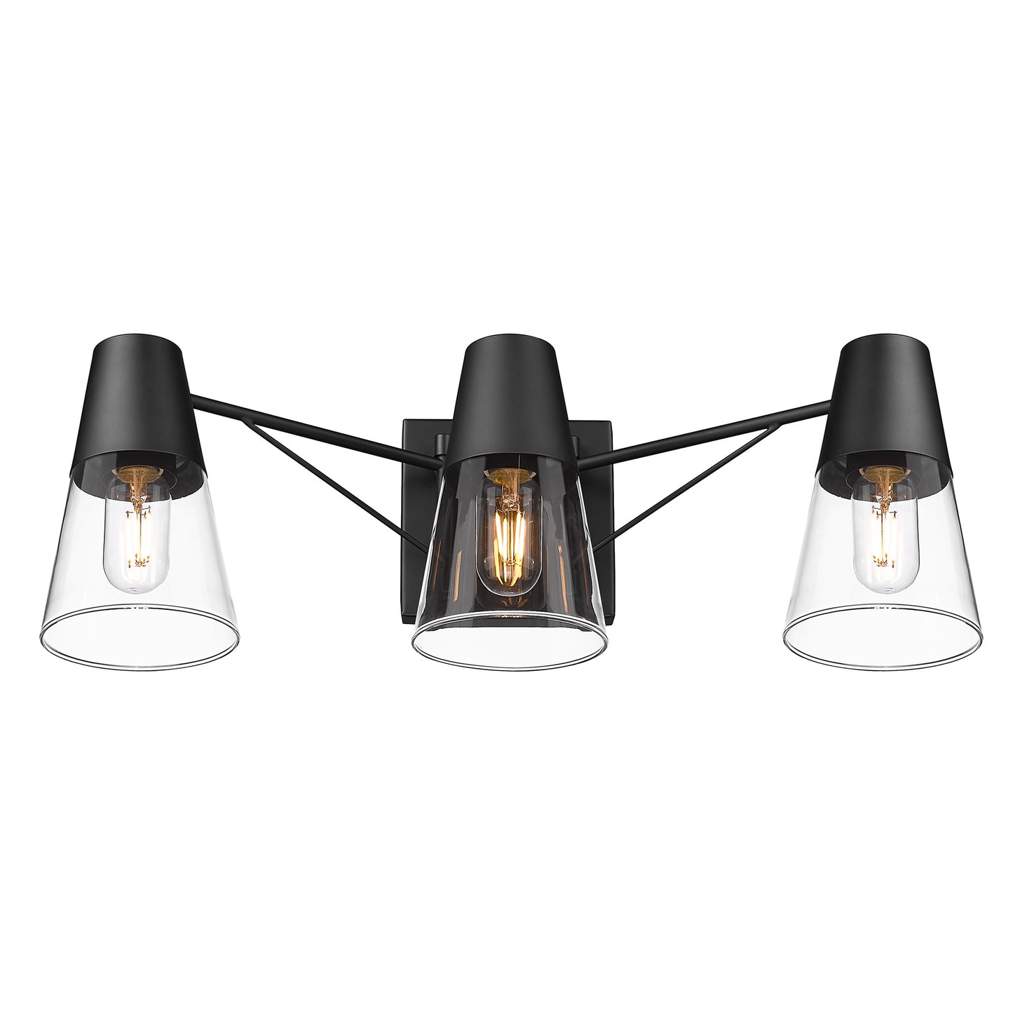 Ryder 3 Light Bath Vanity in Matte Black with Clear Glass Shade