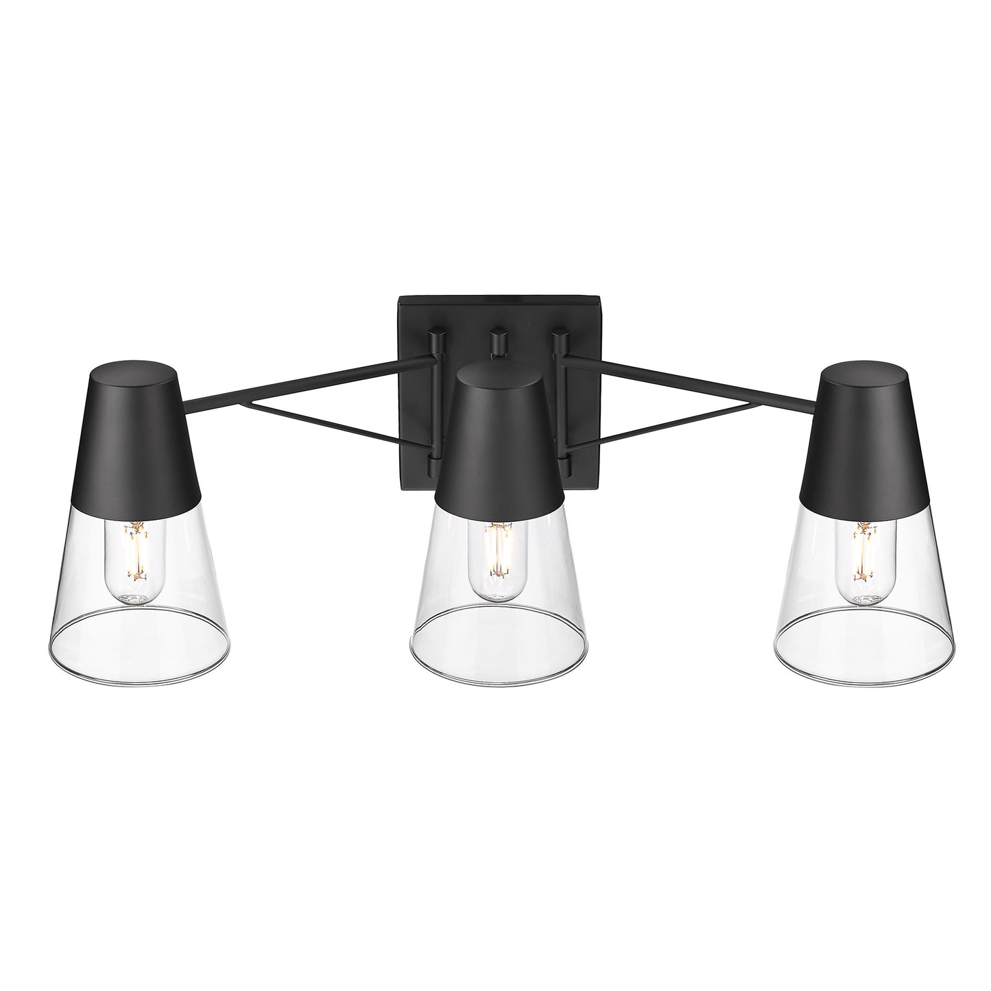 Ryder 3 Light Bath Vanity in Matte Black with Clear Glass Shade