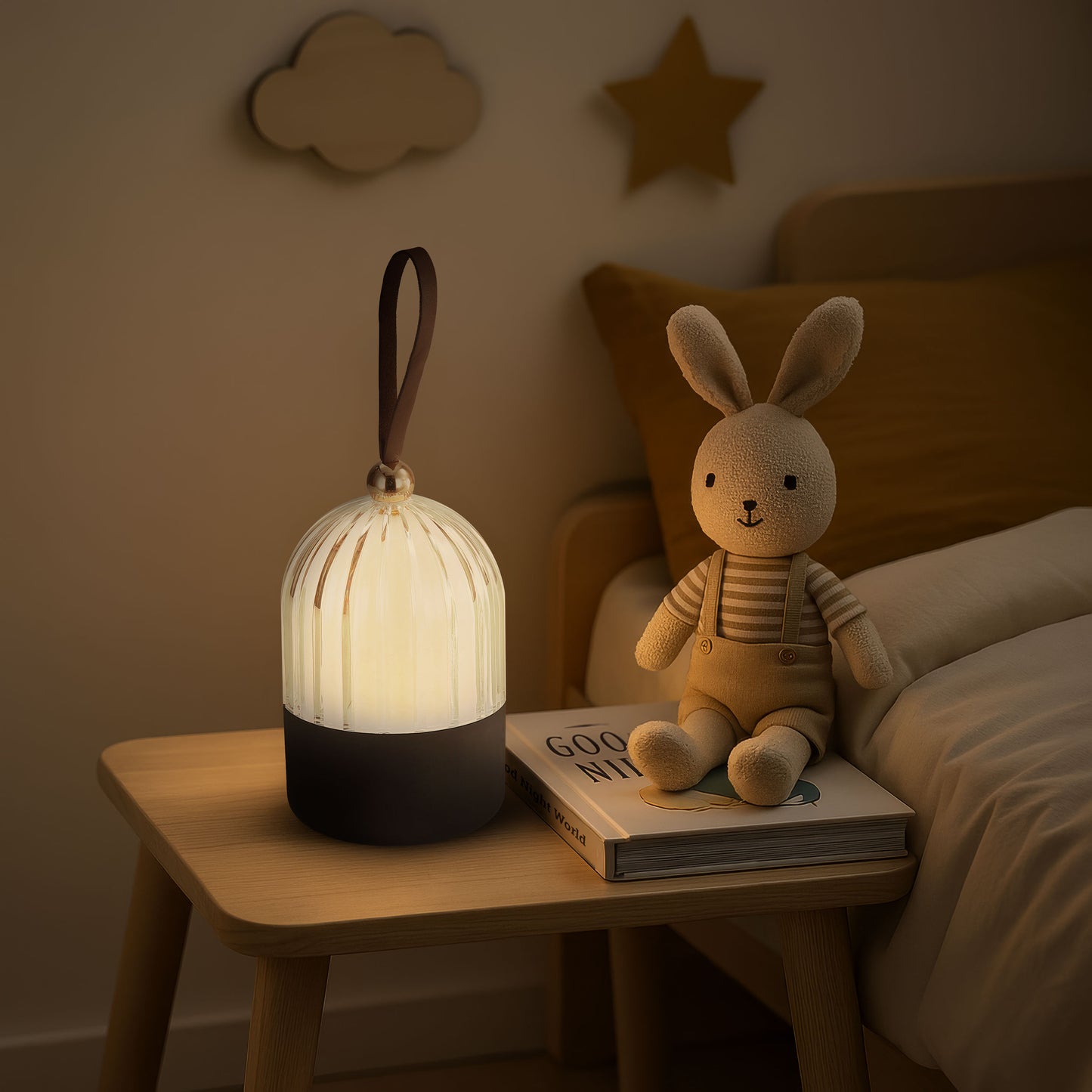 Lumina Pod 4" LED Rechargeable Lantern in Matte Black with Clear Acrylic