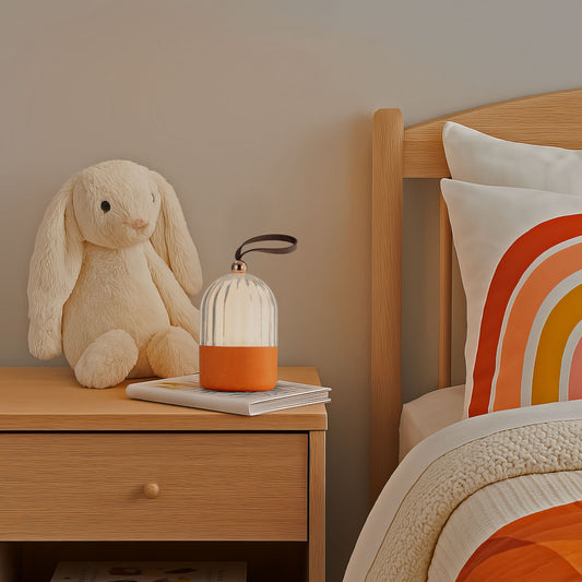 Lumina Pod 4" LED Rechargeable Lantern in Matte Orange with ClearAcrylic