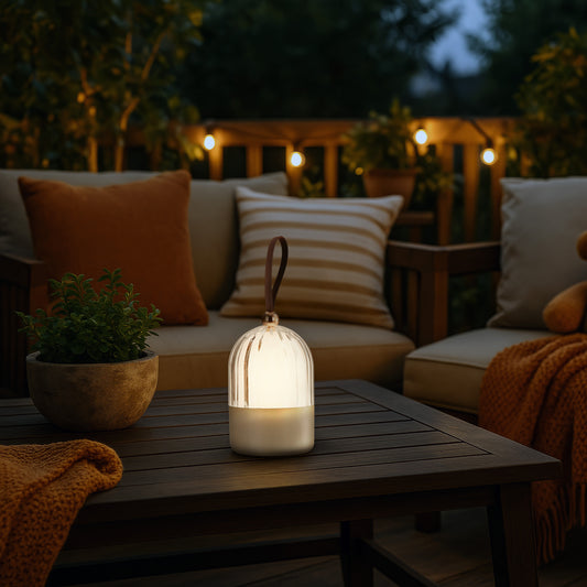 Lumina Pod 4" LED Rechargeable Lantern in Matte White with Clear Acrylic