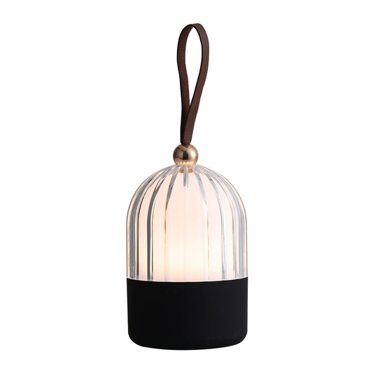 Lumina Pod 4" LED Rechargeable Lantern in Matte Black with Clear Acrylic