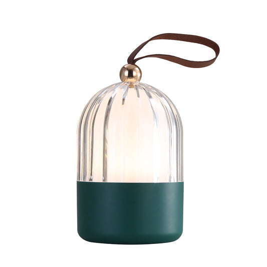 Lumina Pod 4" LED Rechargeable Lantern in Matte Green with Clear Acrylic