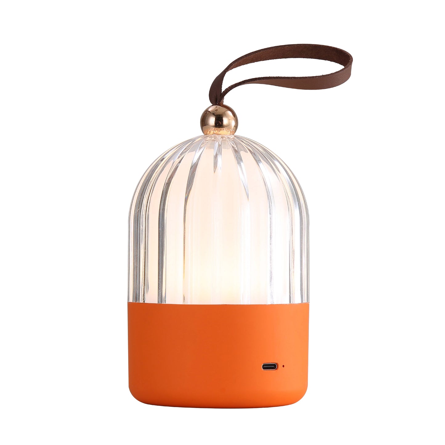 Lumina Pod 4" LED Rechargeable Lantern in Matte Orange with ClearAcrylic