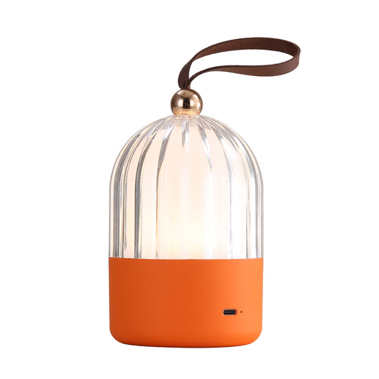 Lumina Pod 4" LED Rechargeable Lantern in Matte Orange with ClearAcrylic