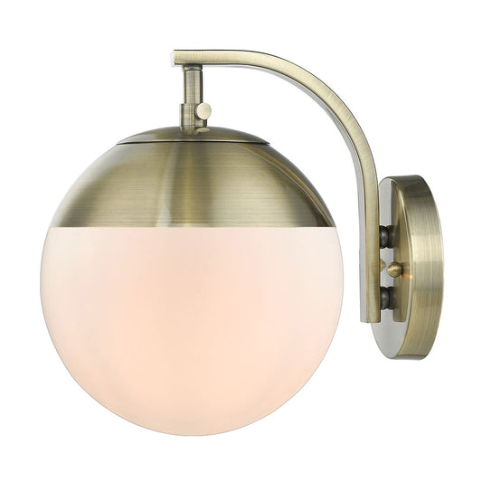 Global- 1-Light Wall Sconce in Aged Brass with Opal