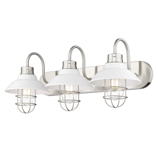 Sade 3-Light Bath Vanity in Pewter with Matte White