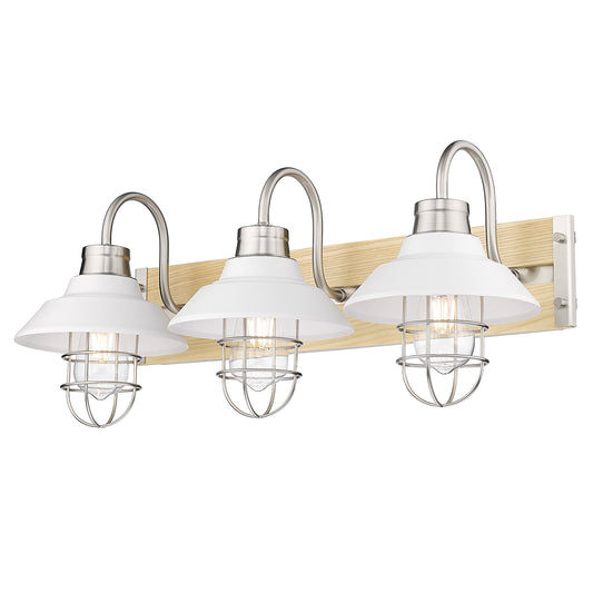Nell 3-Light Bath Vanity in Pewter with Matte White