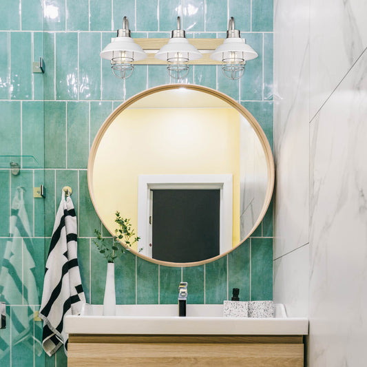 Nell 3-Light Bath Vanity in Pewter with Matte White
