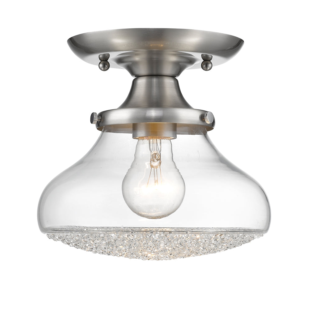 Jemma- Semi-Flush in Pewter with Crushed Crystal