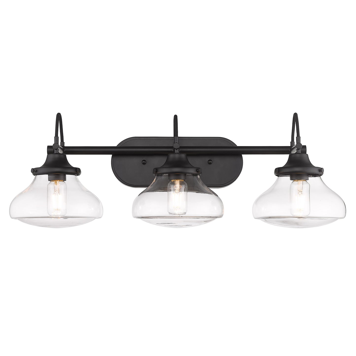 Dash 3 Light Bath Vanity in Matte Black with Clear Glass