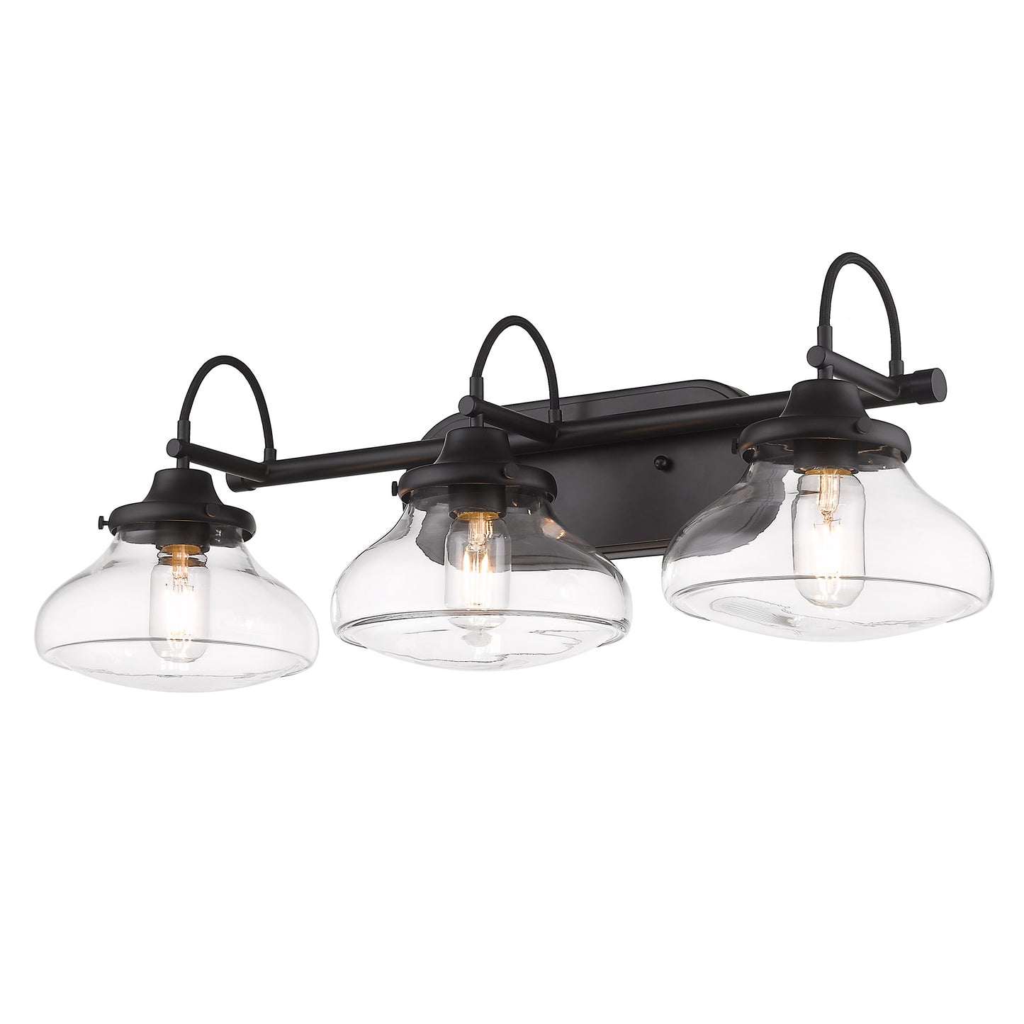 Dash 3 Light Bath Vanity in Matte Black with Clear Glass
