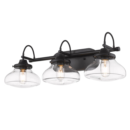 Dash 3 Light Bath Vanity in Matte Black with Clear Glass