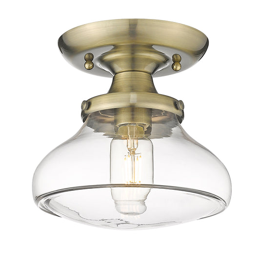 Dash Semi-Flush in Aged Brass with Clear Glass