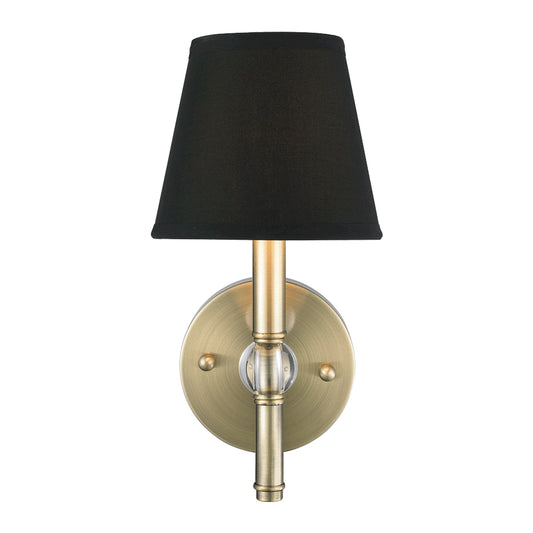 Russo 1 Light Wall Sconce in Aged Brass with Tuxedo Shade