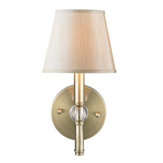 Russo 1 Light Wall Sconce in Aged Brass with Silken Parchment Shade