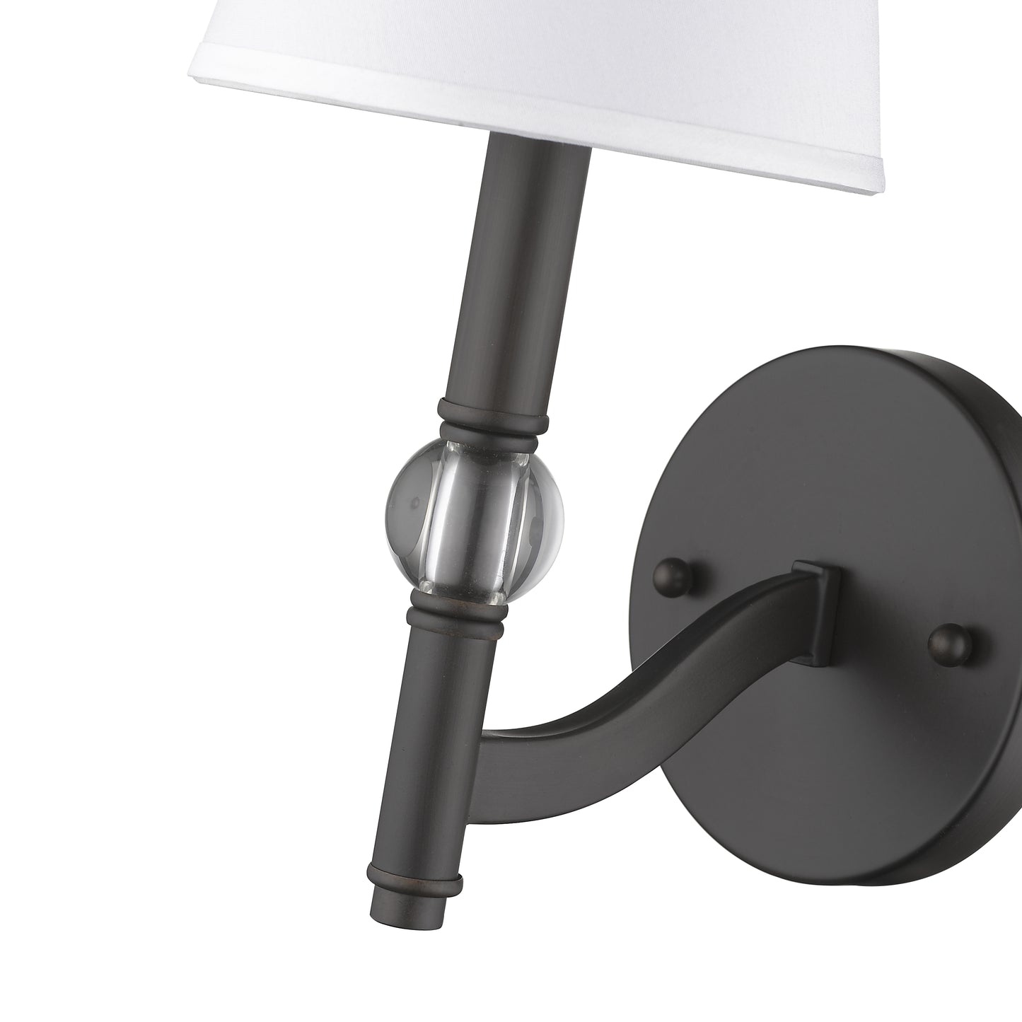 Russo 1 Light Wall Sconce in Rubbed Bronze with Classic White Shade