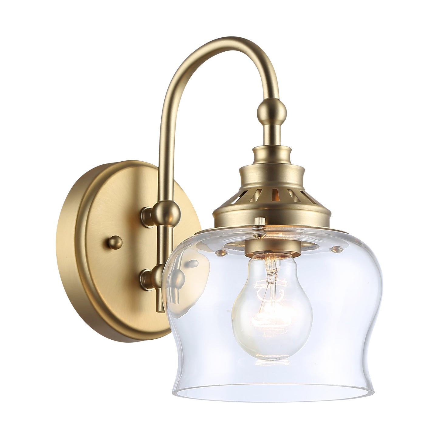 Velma 1-Light Wall Sconce in Brushed Champagne Bronze with Clear Glass