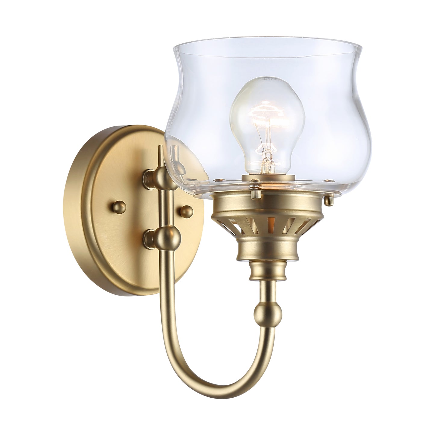 Velma 1-Light Wall Sconce in Brushed Champagne Bronze with Clear Glass