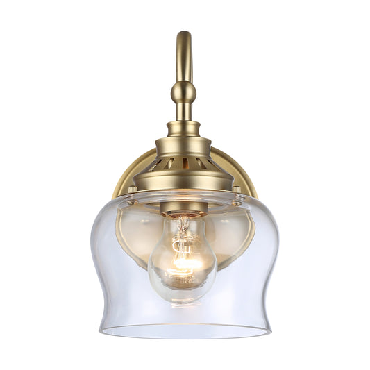 Velma 1-Light Wall Sconce in Brushed Champagne Bronze with Clear Glass
