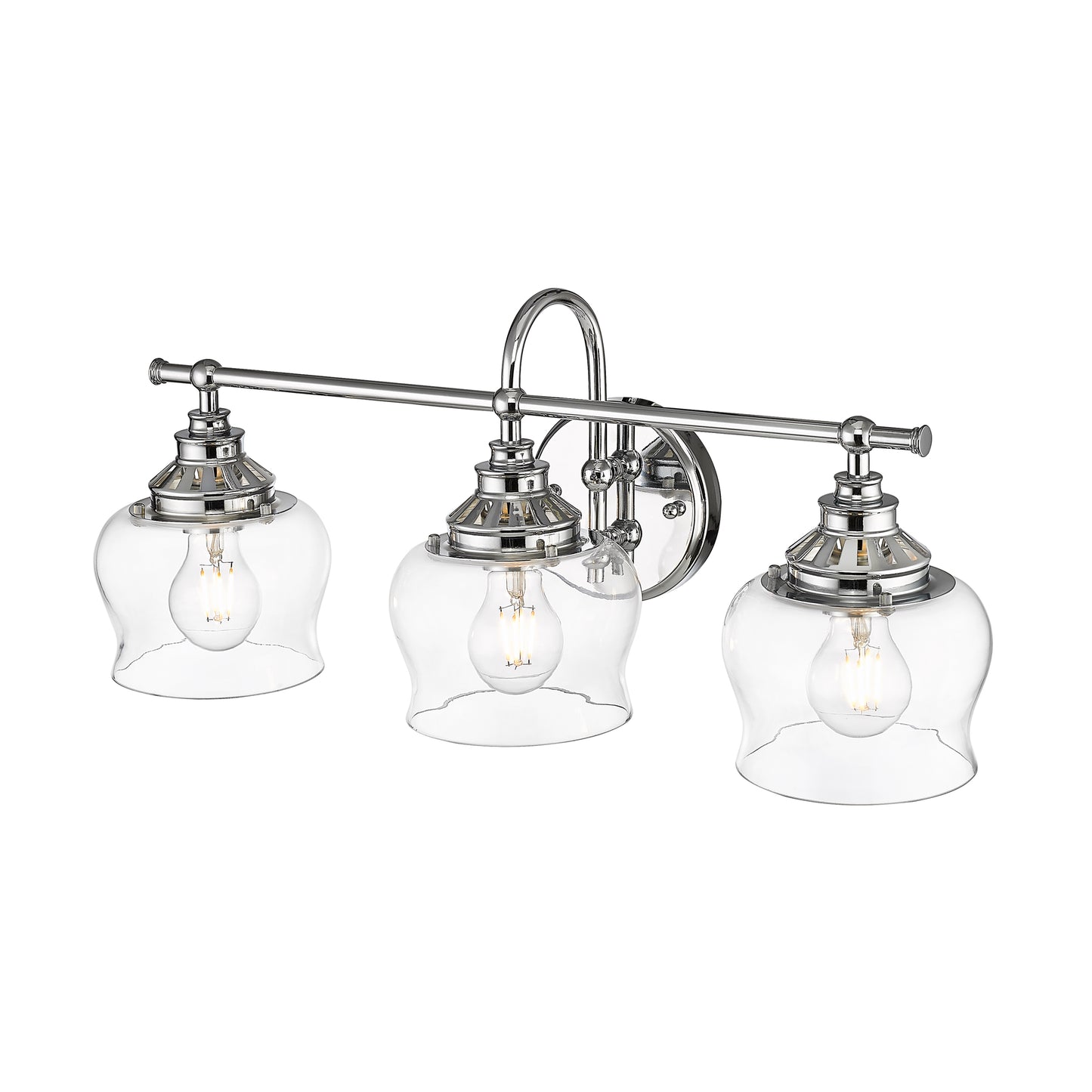 Velma 3-Light Vanity Light in Chrome with Clear Glass