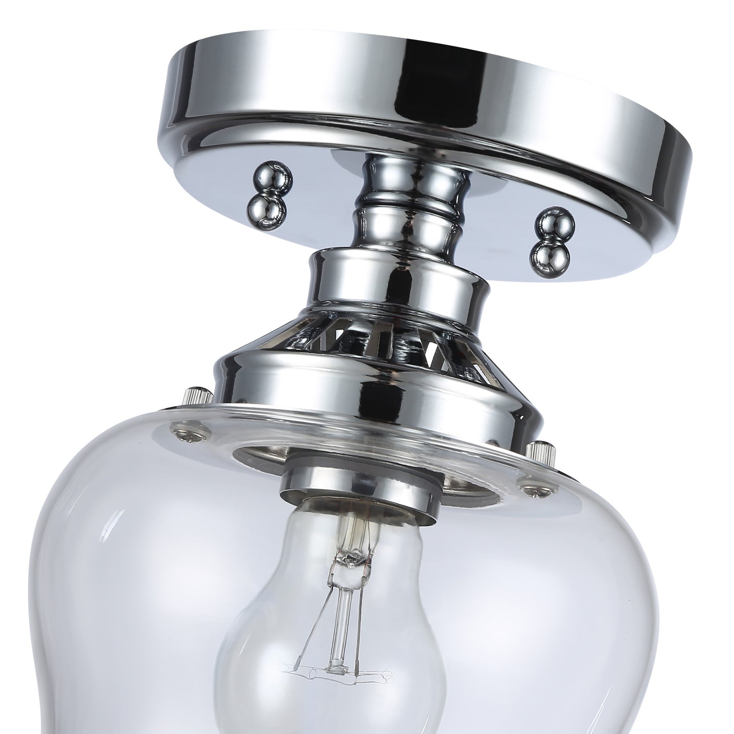 Velma 1-Light Semi-Flush in Chrome with Clear Glass