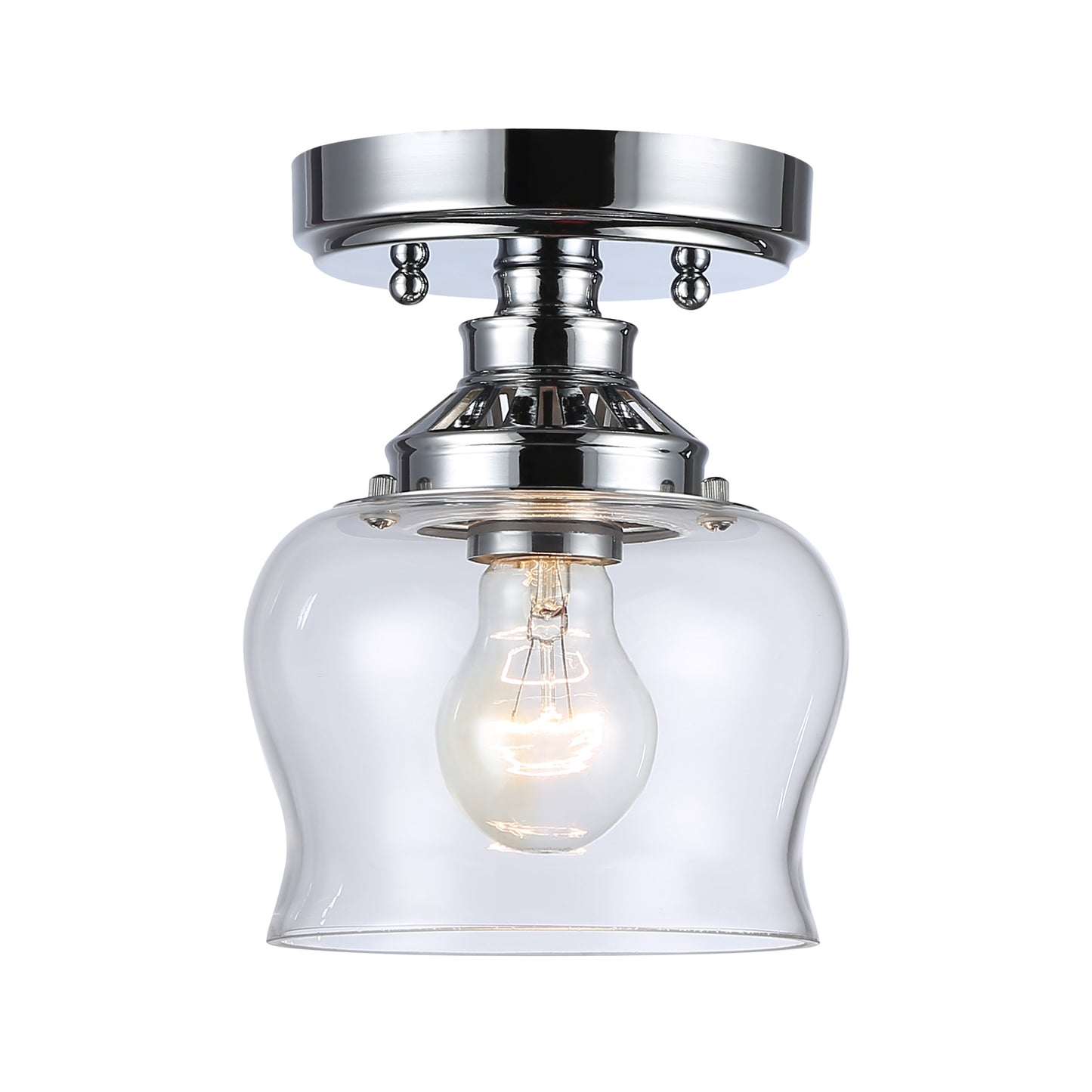 Velma 1-Light Semi-Flush in Chrome with Clear Glass