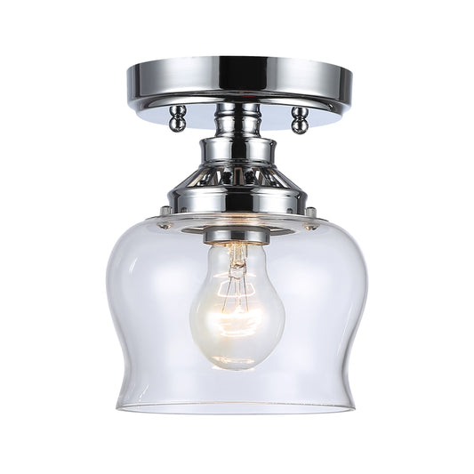 Velma 1-Light Semi-Flush in Chrome with Clear Glass