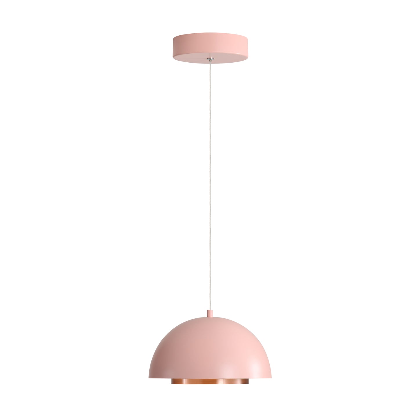 Annabelle 12" LED Pendant in Dusty Rose with Aged Copper