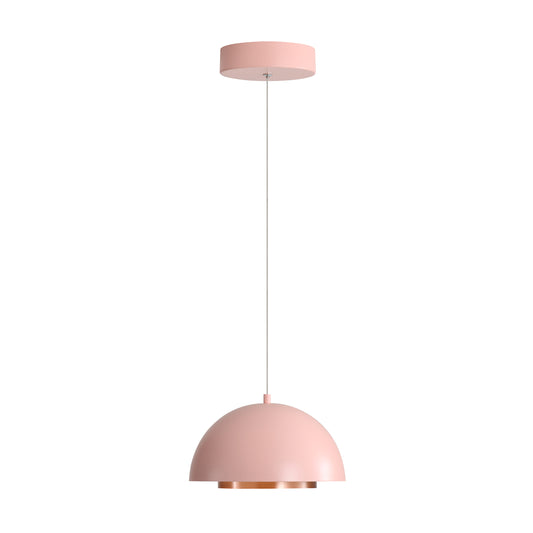 Annabelle 12" LED Pendant in Dusty Rose with Aged Copper