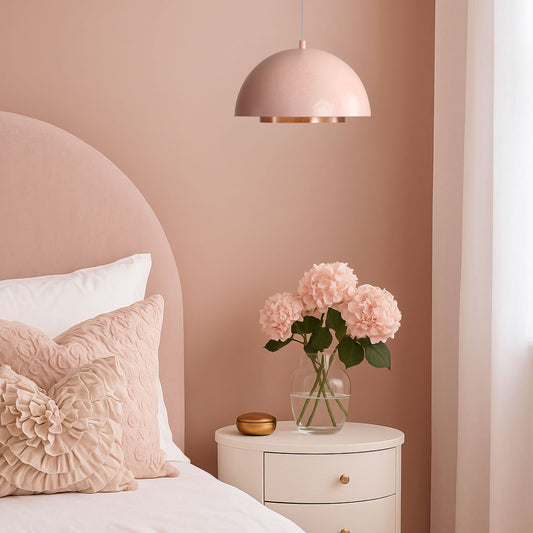 Annabelle 12" LED Pendant in Dusty Rose with Aged Copper
