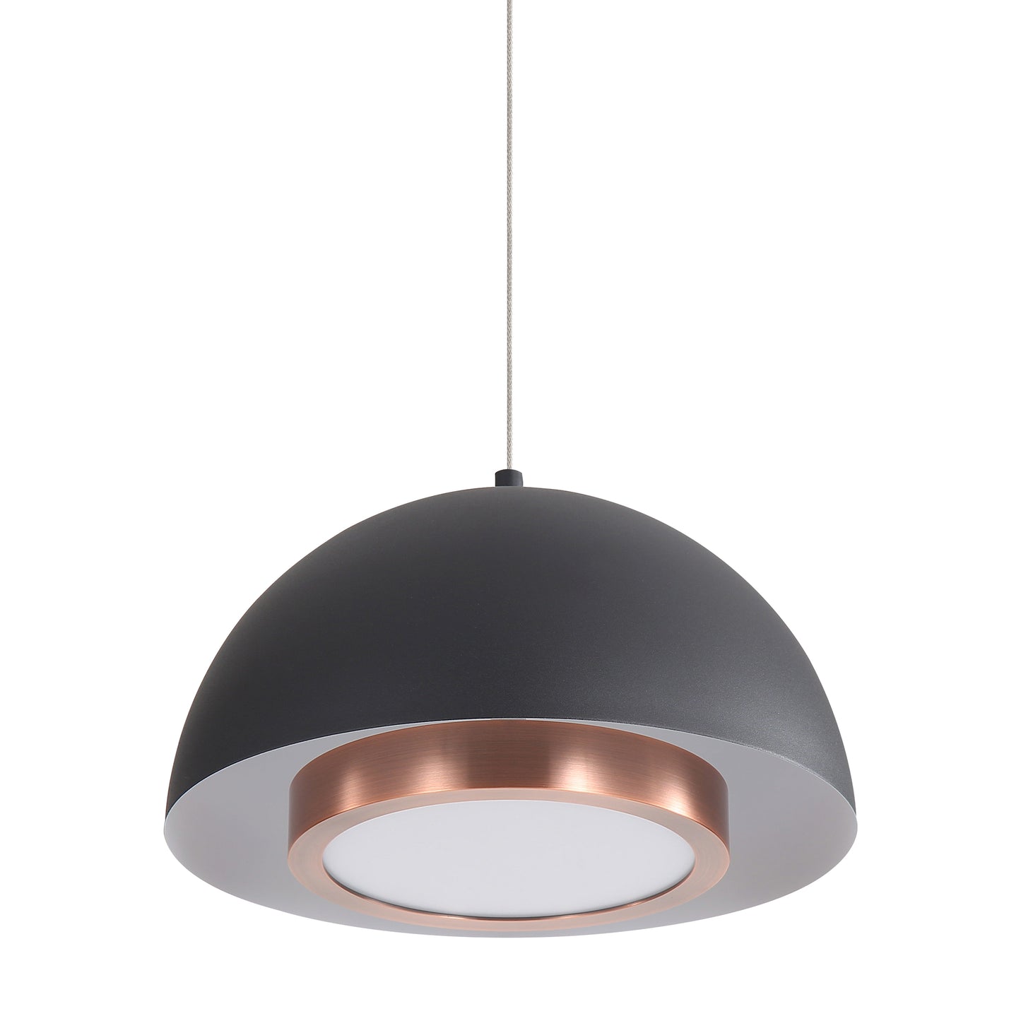 Annabelle 12" LED Pendant in Sand Black with Aged Copper
