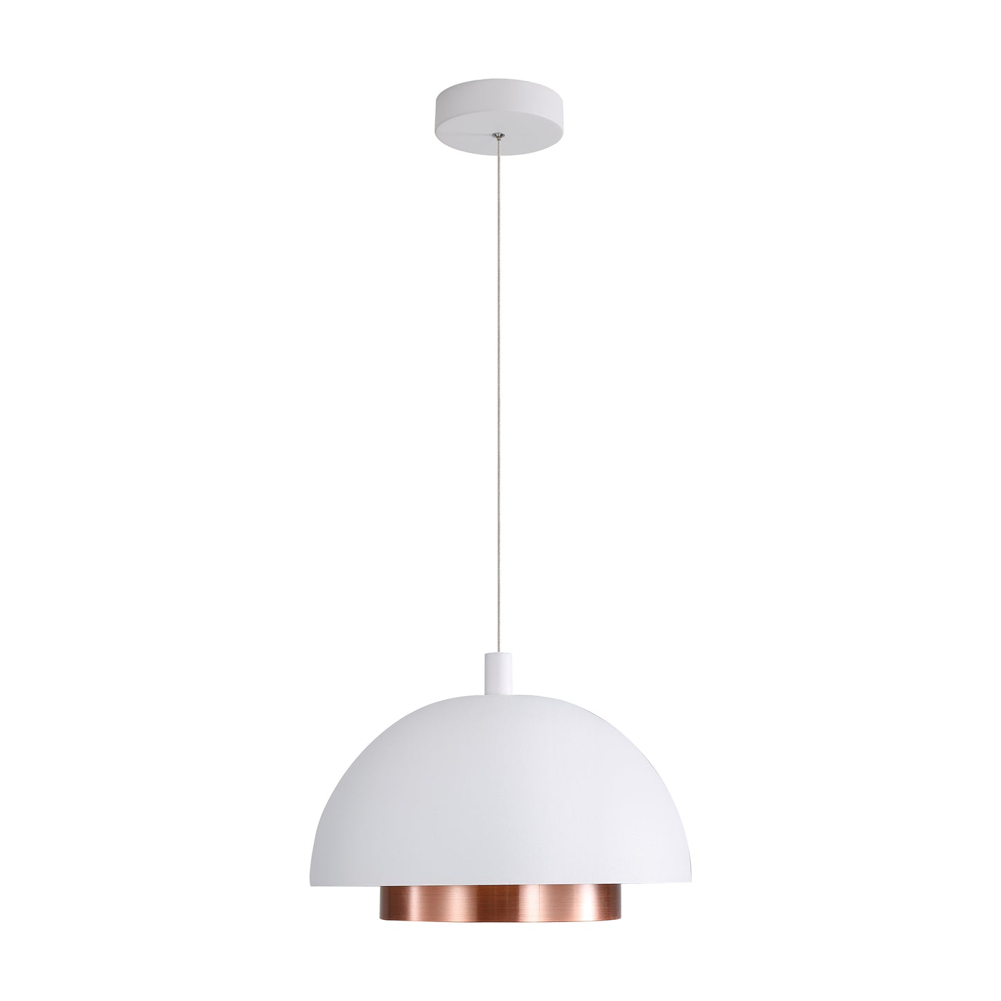 Annabelle 12" LED Pendant in Sand White with Aged Copper