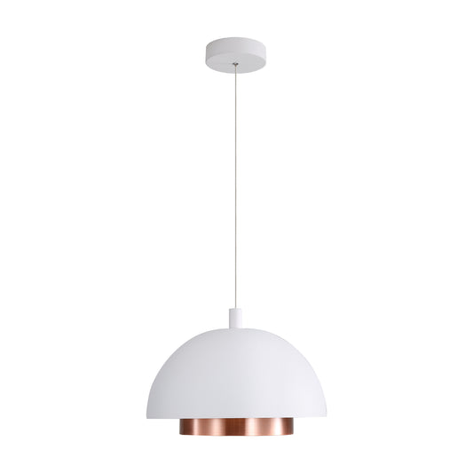Annabelle 12" LED Pendant in Sand White with Aged Copper