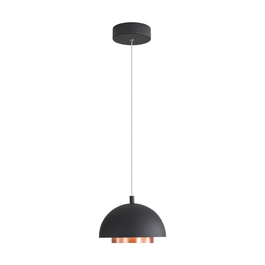 Annabelle 7" LED Pendant in Sand Black with Aged Copper