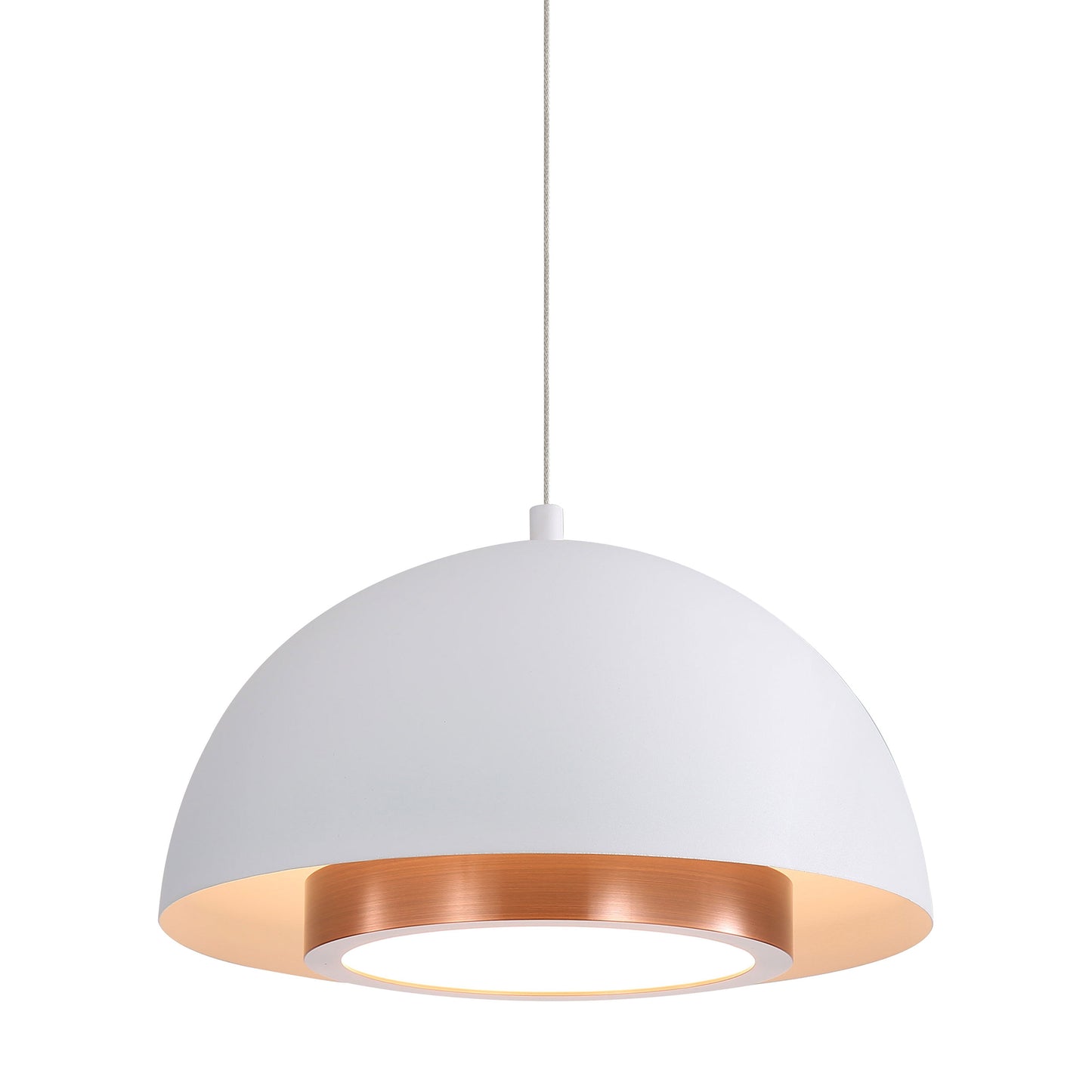 Annabelle 7" LED Pendant in Sand White with Aged Copper