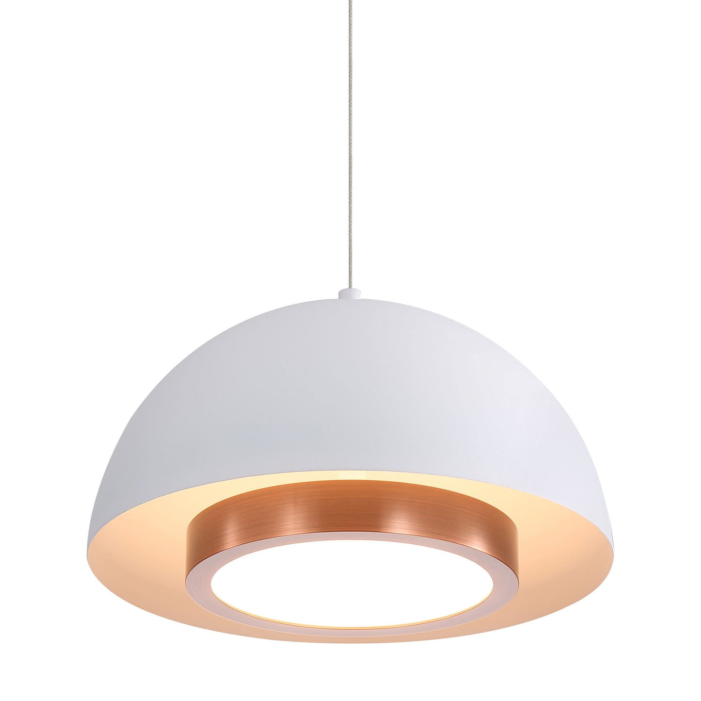 Annabelle 7" LED Pendant in Sand White with Aged Copper