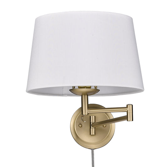 Elizabeth Articulating Wall Sconce in Brushed Champagne Bronze with Modern White Shade