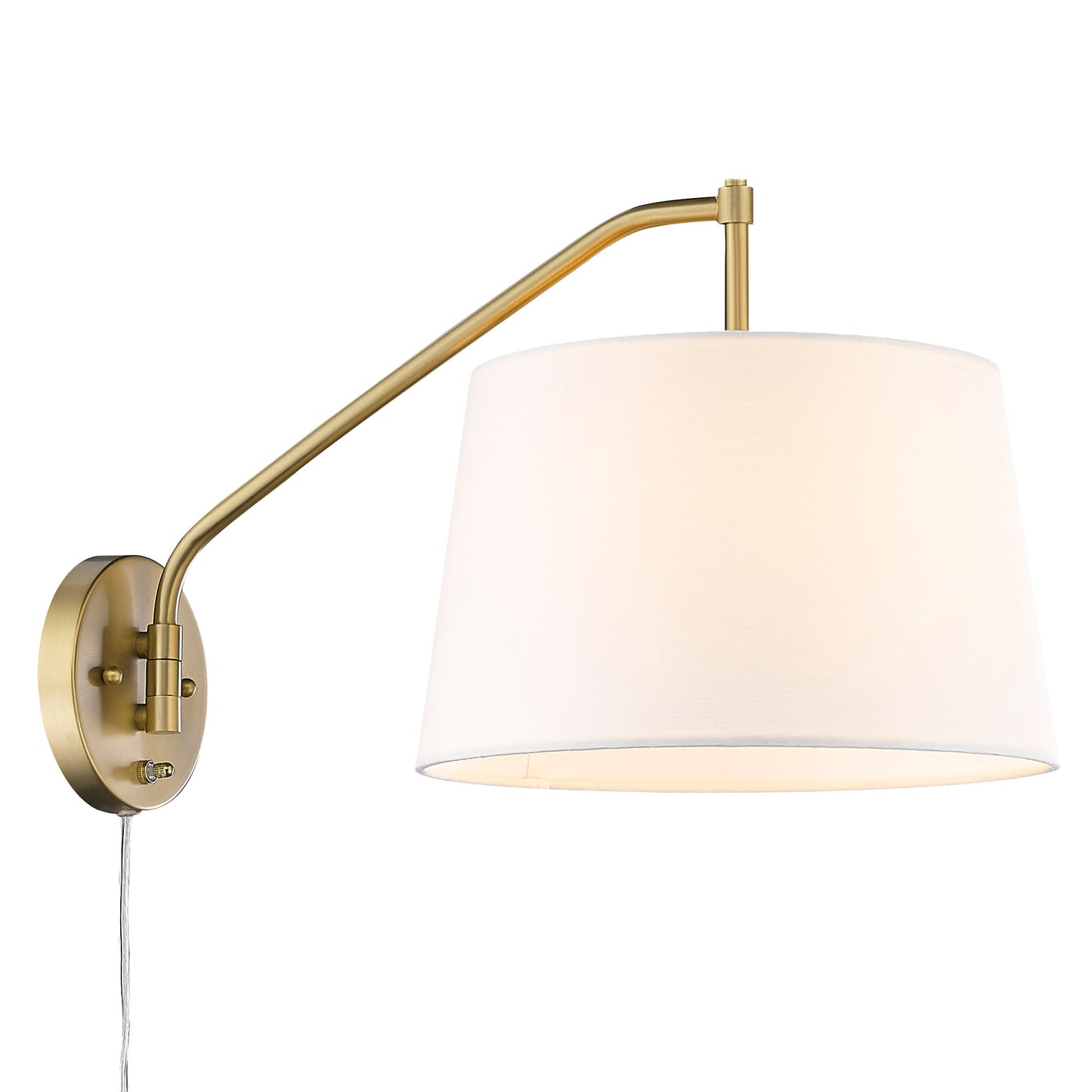Riley Articulating Wall Sconce in Brushed Champagne Bronze with Modern White Shade