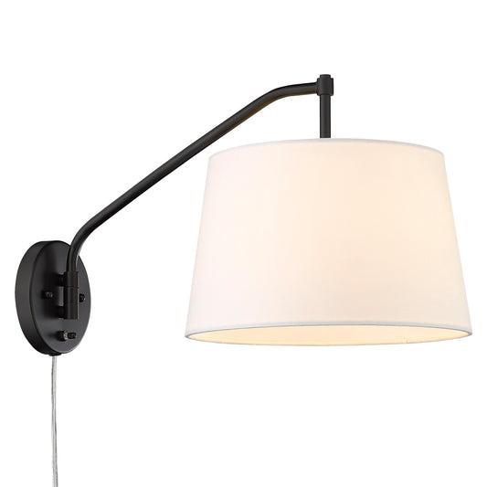 Riley Articulating Wall Sconce in Matte Black with Modern White Shade