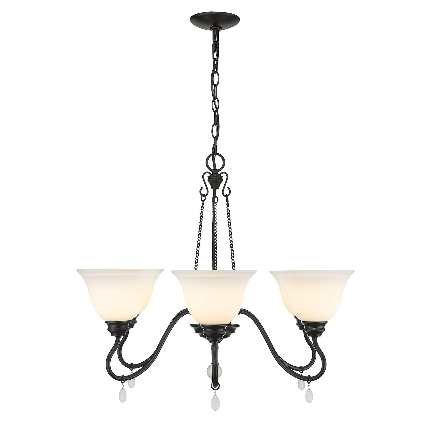 Seraphina- Chandelier in Matte Black with Opal