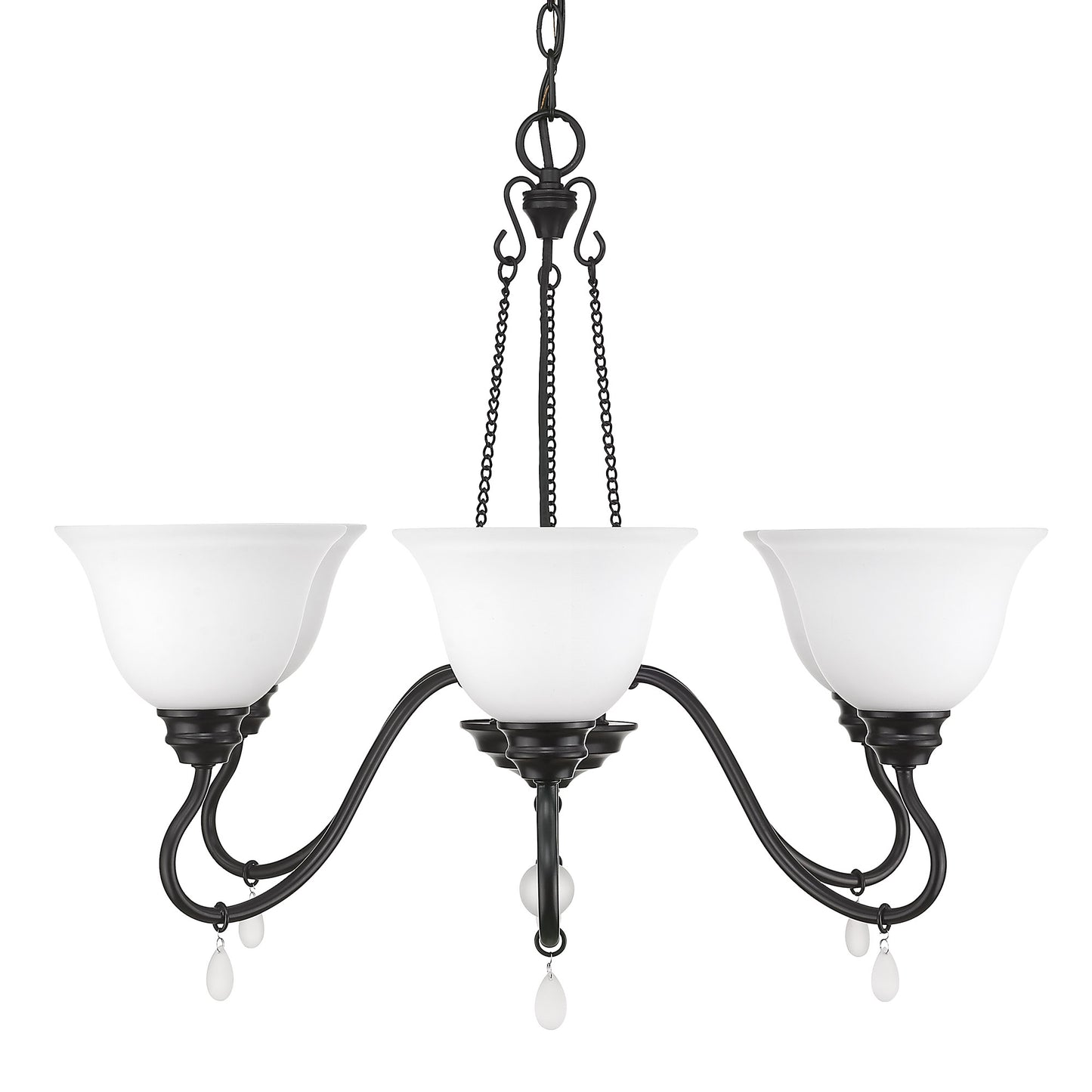 Seraphina- Chandelier in Matte Black with Opal