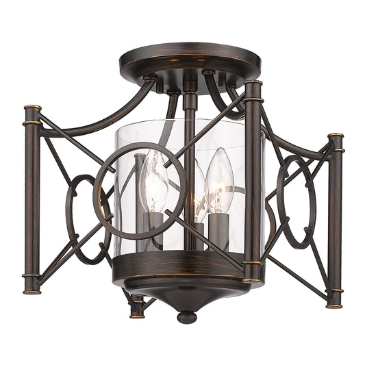 Livingston- Semi-Flush in Cordoban Bronze with Clear Glass